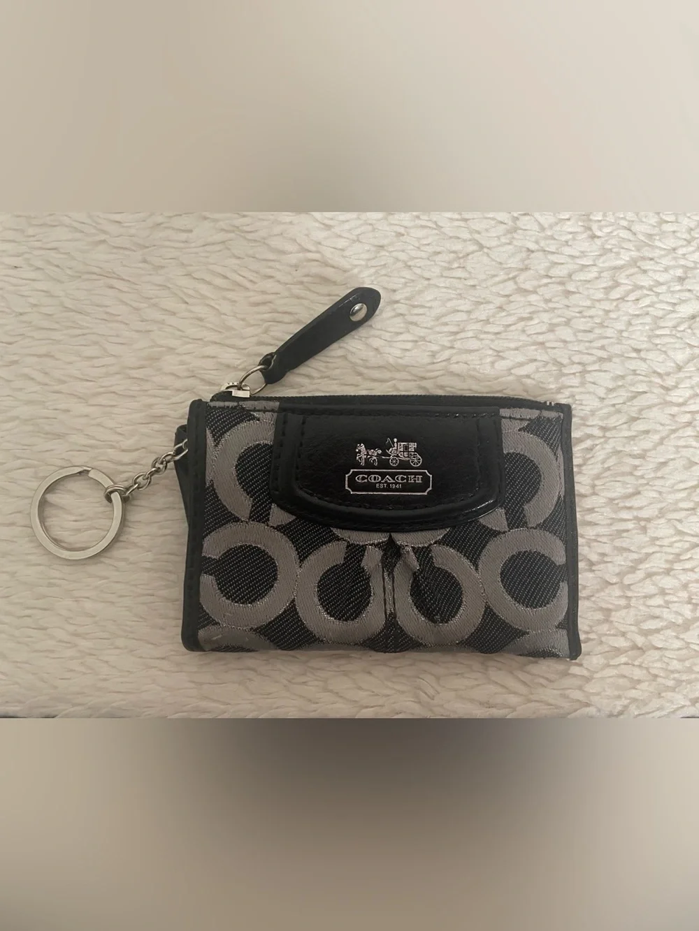Coach Op-Art Logo Mini Skinny Zip Wallet Black/Gray